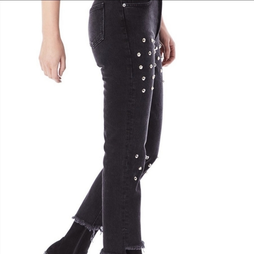 Carmar black studded jeans frayed hem Bikercore - Picture 4 of 12